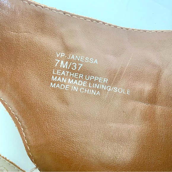 Vince Camuto Janessa Genuine Leather Suede Ankle Wedge Sandals Cognac Brown 7 - Picture 9 of 11